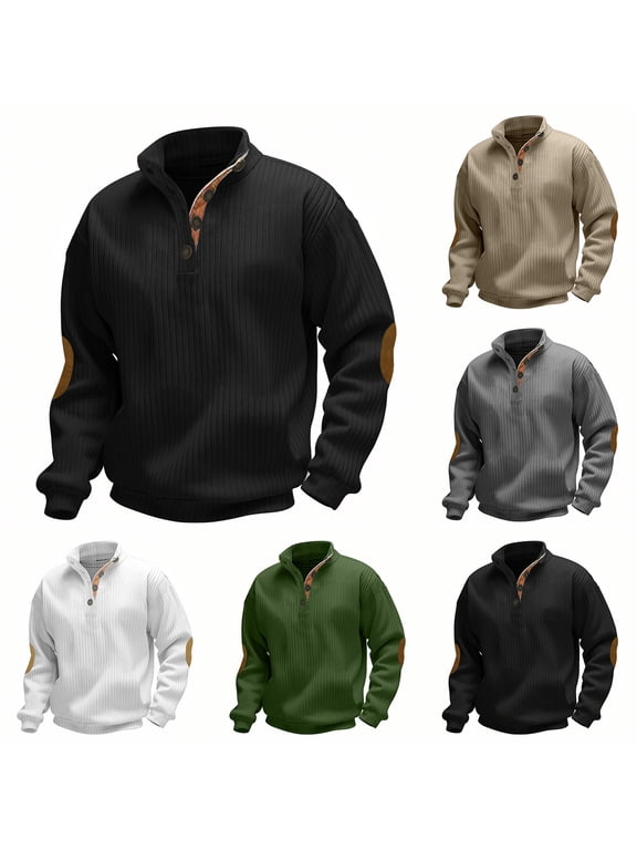 Button Down Pullover Mens Sweaters Lightweight Pullover Soft Men's Knit Long Sleeve Sweater Black S