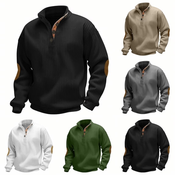 BXINGOHAI Button Down Pullover Mens Sweaters Lightweight Pullover Soft Men's Knit Long Sleeve Sweater White S