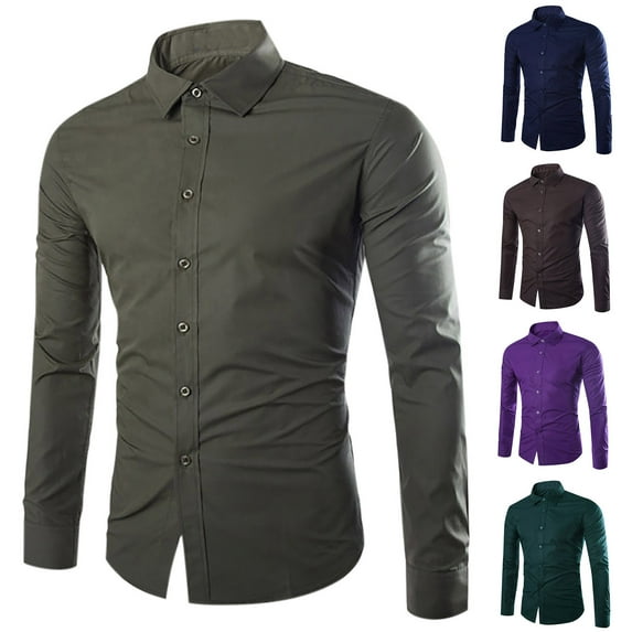 BXINGOHAI Button Down Shirts for Men Business Casual Shirt Mens Casual Dress Shirts Long Sleeve Untucked Shirt with Pocket Today Sales Purple,3XL