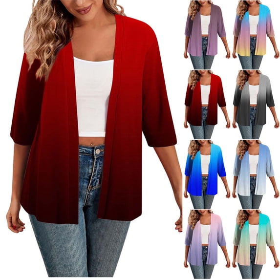 BXINGOHAI Cardigan Sweaters for Women Lightweight Long Sleeve Open Front Cardigan Yellow,S