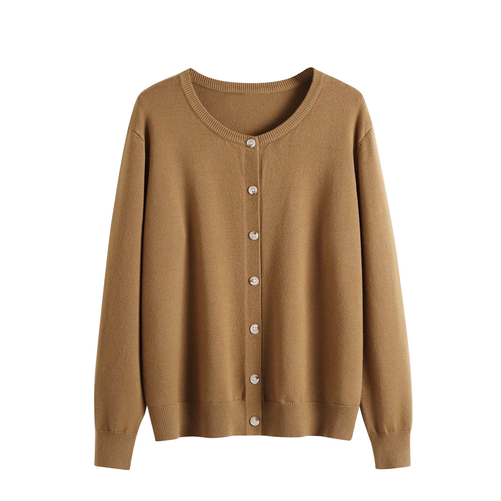 ◆DEINET◆ ONE BUTTON KNIT LONG CARDIGAN IN KHAKI KDBBC4S331 Cream Cardigan Sweaters for Women Short Crew Neck Cardigan