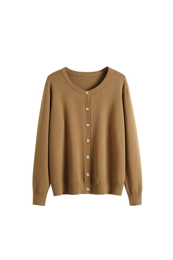 Cardigan Sweaters for Women Long Sleeve Button Tops 2024 Fall Fashion Sweater Work Jackets Khaki,XL