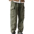 thumbnail image 1 of BXINGOHAI Cargo Cotton Pants For Men Breathable Baggy Work Pants Loose Fit Outdoor Jogging Hiking Pants With Pocket Drawstring Casual Solid Workout Bottoms Army Green,M, 1 of 4