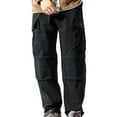 thumbnail image 1 of BXINGOHAI Cargo Cotton Pants For Men Breathable Baggy Work Pants Loose Fit Outdoor Jogging Hiking Pants With Pocket Drawstring Casual Solid Workout Bottoms Black,XXL, 1 of 4