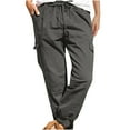 thumbnail image 1 of BXINGOHAI Cargo Hiking Pants for Women Drawstring Elastic Waist Work Pants Lightweight Solid Workout Pants Outdoor Athletic Travel Pants With Multi Pockets Gray,XXXXL, 1 of 6