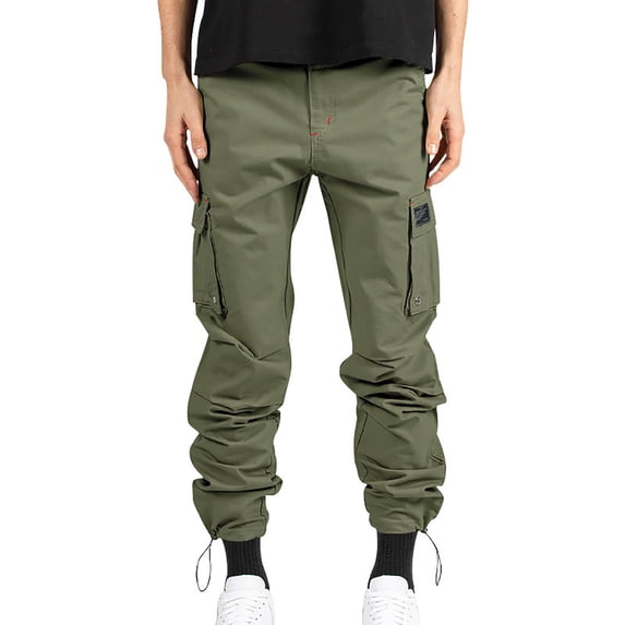 BXINGOHAI Cargo Pants for Men Casual Drawstring Taperd Pants Solid Elastic Waist Work Pants Pants Outdoor Athletic Jogging Long Pants With Multi-Pockets