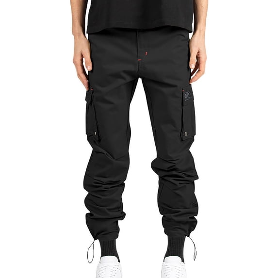 BXINGOHAI Cargo Pants for Men Casual Drawstring Taperd Pants Solid Elastic Waist Work Pants Pants Outdoor Athletic Jogging Long Pants With Multi-Pockets