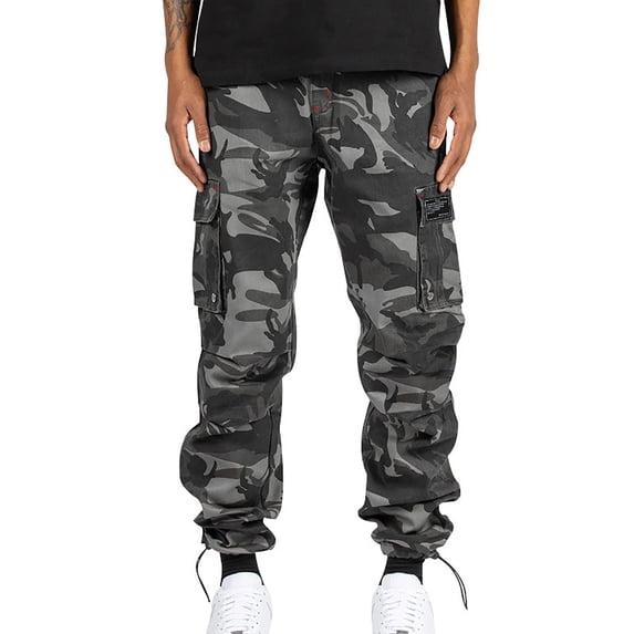 BXINGOHAI Cargo Pants for Men Casual Drawstring Taperd Pants Solid Elastic Waist Work Pants Pants Outdoor Athletic Jogging Long Pants With Multi-Pockets