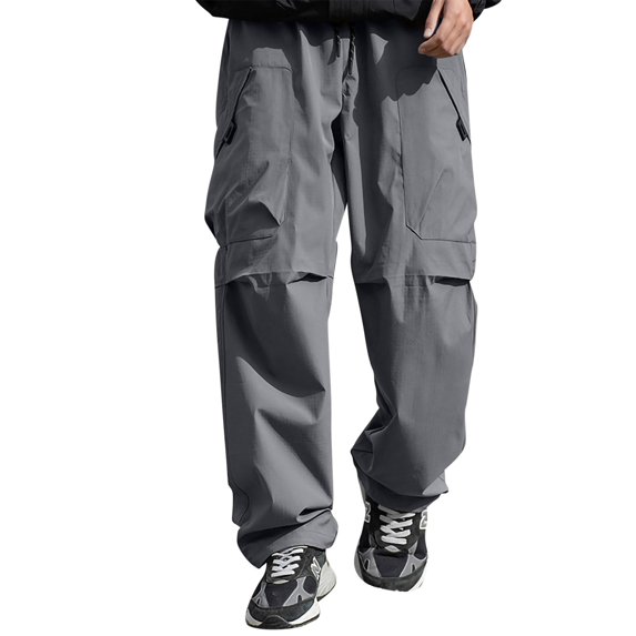 BXINGOHAI Cargo Pants for Men Drawstring Hiking Pants Solid Elastic Waist Workout Pants Outdoor Workwear Long Pants With Pockets
