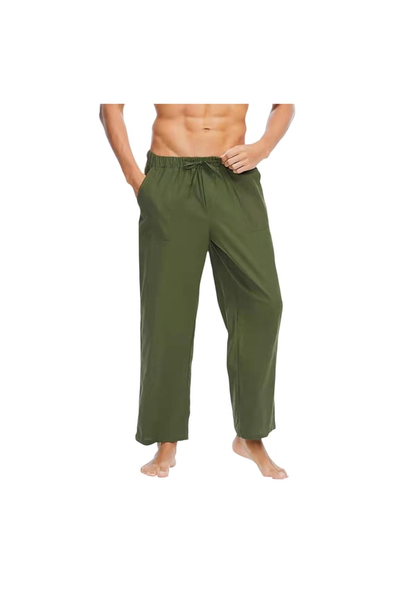 Casual Big And Tall Pants For Men Solid Resistant Drawstring Pants Solid Elastic Waistband Pants Lightweight Loose Fit Pant With Pocket Today Sales Green,M