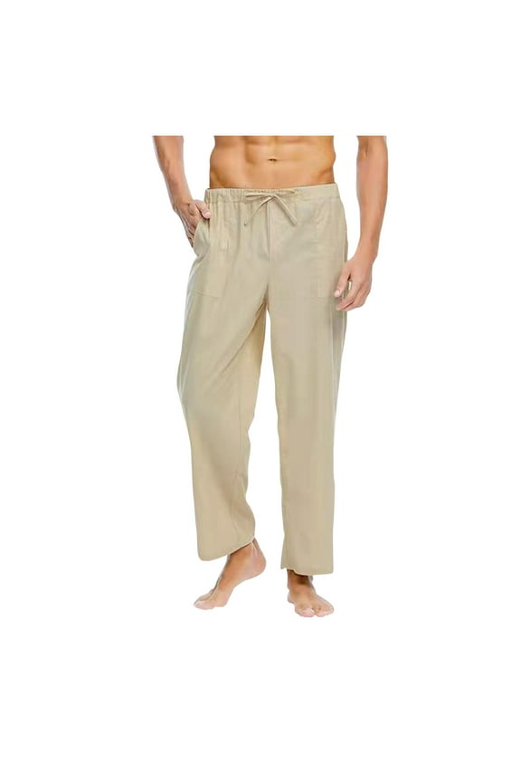 Casual Big And Tall Pants For Men Solid Resistant Drawstring Pants Solid Elastic Waistband Pants Lightweight Loose Fit Pant With Pocket Today Sales Khaki,XXL