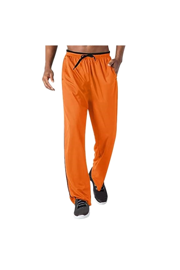 Casual Drawstring Sweatpants for men 2024 Summer Lightweight Athletic Jogger Pants Breathable Workout Pants With Pockets Elastic Waistband Basic Solid Long Pants Orange,L