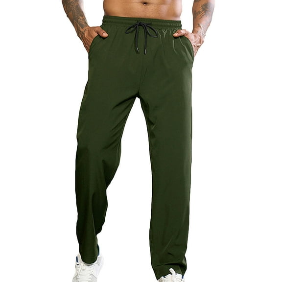 BXINGOHAI Casual Long Pants For Men Big And Tall Resistant Workout Pants Solid Elastic Waistband Pants Athletic Running Workout Pants With Pocket Today Sales Army Green,XXXXL