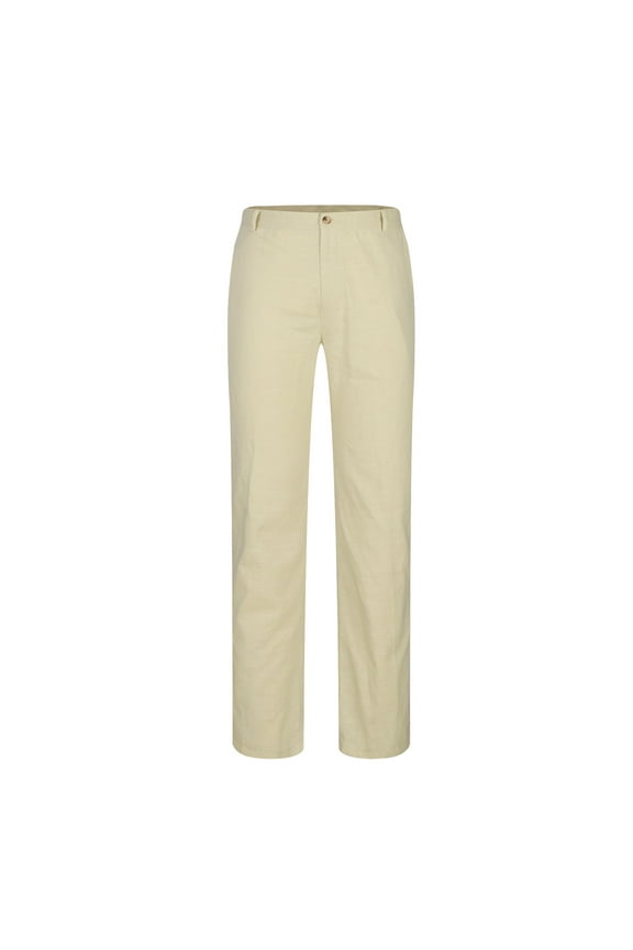 Casual Pants For Men Solid Color Lightweight Pants Loose Fit Long Pants With Pocket Comfy Button Zipper Straight Leg Pants Khaki,M