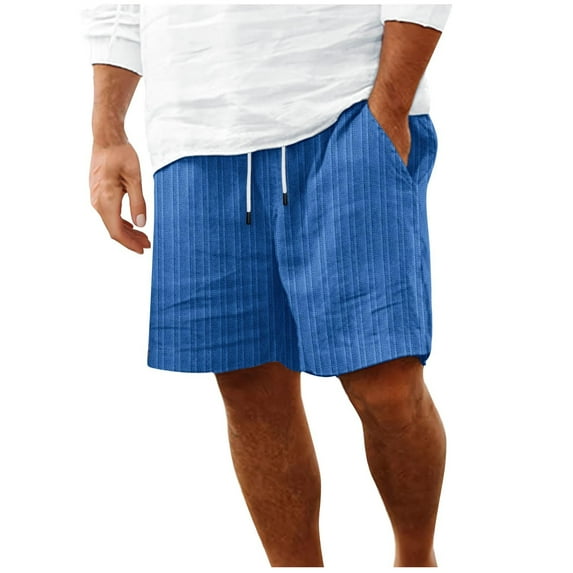 BXINGOHAI Casual Shorts Pants For Men Summer Outdoor Comfortable Shorts Solid Elastic Waist Drawstring Shorts With Pocket Today Deals Blue,L