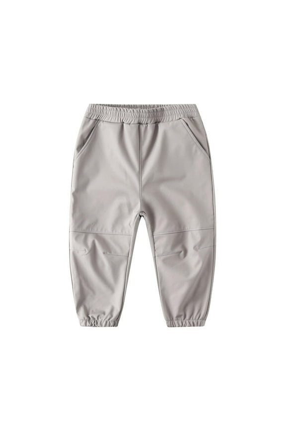 Children Nylon Windproof Pants Kids Boys Girls Solid Elastic Waistband Pants Windproof Long Pants Outdoor Daily Pant Gray,5 Years