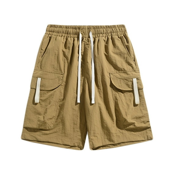 BXINGOHAI Chino Shorts Men 6 Inch Leg Men's Casual Cotton Twill Lightweight Cargo Shorts Slim fit Outdoor Cargo Shorts with Zipper Pockets Khaki,XXL
