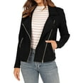thumbnail image 1 of BXINGOHAI Coats for Women Fall Biker Moto Jacket Fashion Long Sleeve Zipper Tops Casual Outdoor Outerwear With Pockets Black,M, 1 of 5