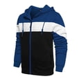thumbnail image 1 of BXINGOHAI Color Block Hoodies Sweatshirt for Men Full Zip Sweatshirts Drawstring Long Sleeve Pullover Tops Athletic Jogging Shirts With Pockets Today Sales Blue,M, 1 of 2