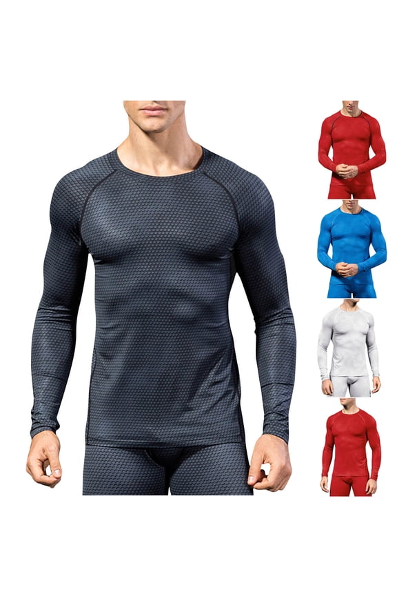 Compression Shirts for Men Long Sleeve Athletic Cold Weather Base Layer Undershirt Gear T Shirt for Workout Clearance Sale Black,M