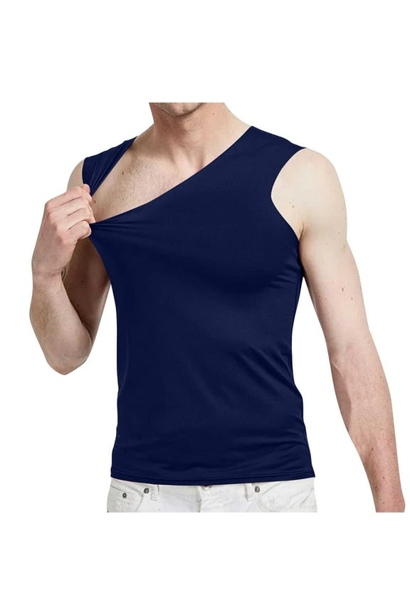Compression Shirts for Men Slimming Body Shaper Vest Tank Top Undershirt Tummy Control Shapewear Sale Navy,XXXL