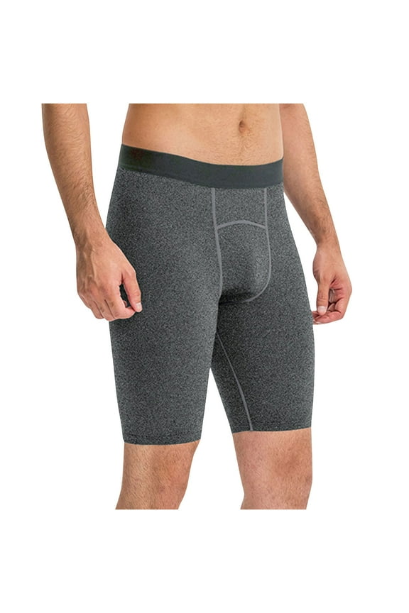 Compression Shorts Men Underwear Spandex Running Shorts Workout Athletic Gray,L