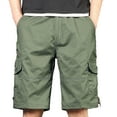 thumbnail image 1 of BXINGOHAI Cotton Cargo Shorts For Men Solid With Multi Pockets Zipper Drawstring Straight Pants Casual Outdoor Fitness Shorts Today Sales Army Green,L, 1 of 4