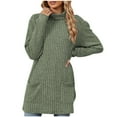 thumbnail image 1 of BXINGOHAI Cotton Sweaters for Women Solid Turtleneck Pullover Tops Solid Long Sleeve Sweater 2024 Trendy Daily Tops With Pockets Army Green,S, 1 of 5