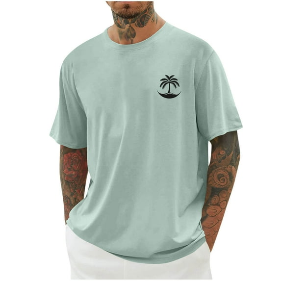 BXINGOHAI Crew Neck Shirts for Men Big And Tall Short Sleeve Shirts for Men Basics Tshirt Fashion Clothing Gifts Mint Green,4XL