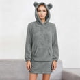 thumbnail image 1 of BXINGOHAI Cute Teddy Bear Ears Hoodie Long Sleeve Soft Warm Fleece Homewear Dark Gray S, 1 of 7