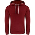 thumbnail image 1 of BXINGOHAI Drawstring Hoodies Sweatshirts for Men Big and Tall Pullover Sweatshirt Basic Solid Long Sleeve Hooded Outdoor Running Sports Tops With Kangaroo Pocket Today Sales Wine,L, 1 of 5