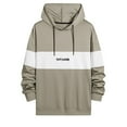 thumbnail image 1 of BXINGOHAI Fashion Hoodies Sweatshirts For Men Color Block Hooded Sweatshirt 2024 Jogging Workout Long Sleeve Pullover Shirts With Pocket Drawstring Khaki,XXL, 1 of 6