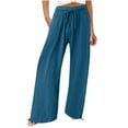 thumbnail image 1 of BXINGOHAI Fashion Womens Plus Size Palazzo Pants Wide Leg High Waist Pant Casual Drawstring Pants 2025 Outdoor Travel Vacation Outfits Sky Blue,XXXXL, 1 of 6