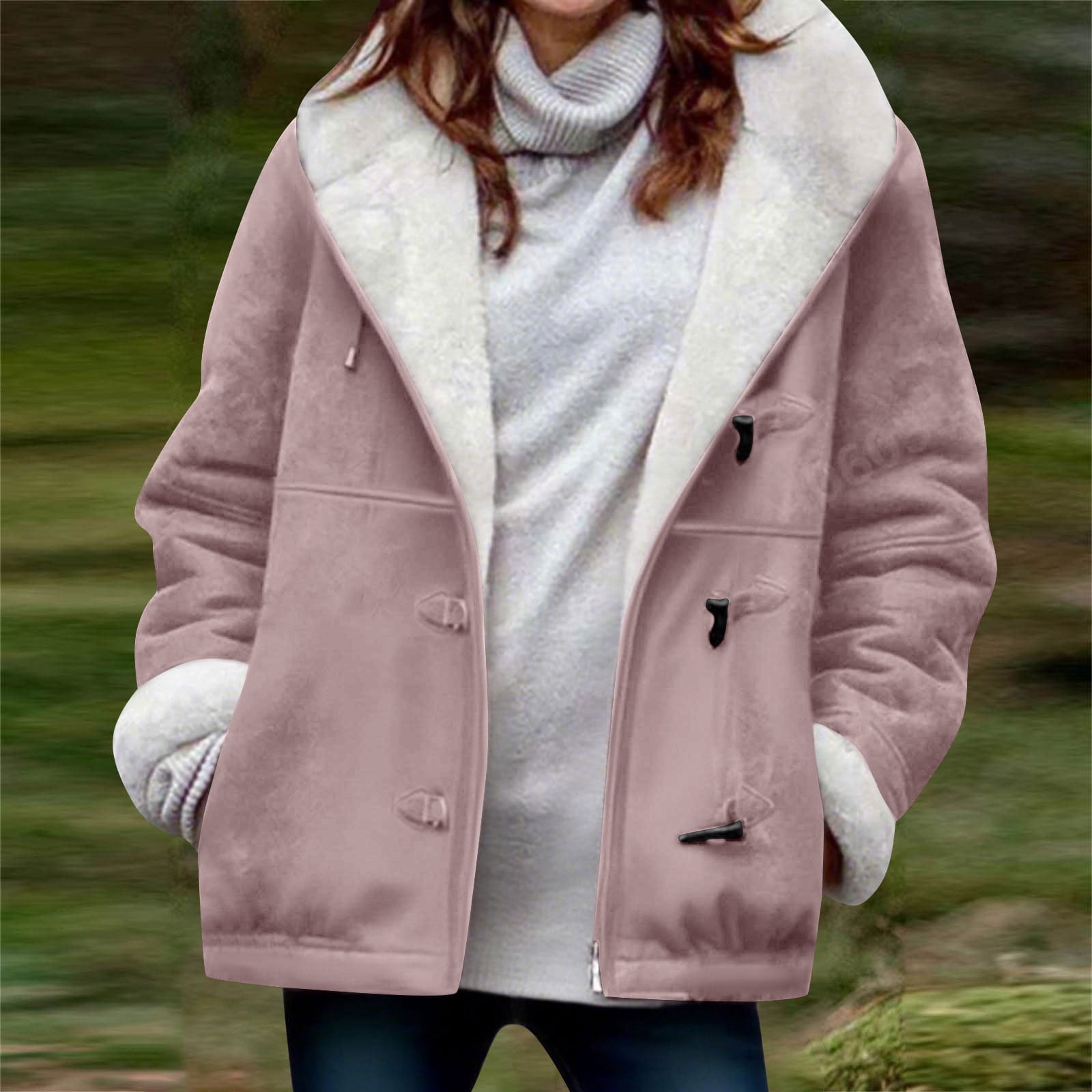 BXINGOHAI Fleece Coat for Women,Women's Oversized Zip Up Hooded Jacket ...