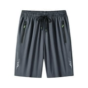 BXINGOHAI Football Shorts Deals $15 & Under Mens Big and Tall Shorts Clearance Men's Casual Loose High Waist Drawstring Elastic Waist Solid Shorts with Pockets Gray,XXXL