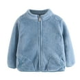 thumbnail image 1 of BXINGOHAI Girls Boys Fleece Winter Sweater Jacket Toddler Kids Baby Boys Girls Fashion Cute Solid Color Windproof Zipper Jacket Keep Warm Coat Today Sales Blue,6-12Months, 1 of 1