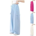 thumbnail image 1 of BXINGOHAI Girls Cargo Parachute Pants Kids Pants with Pockets Trendy Jogger Trousers Sky Blue 15 Years, 1 of 4