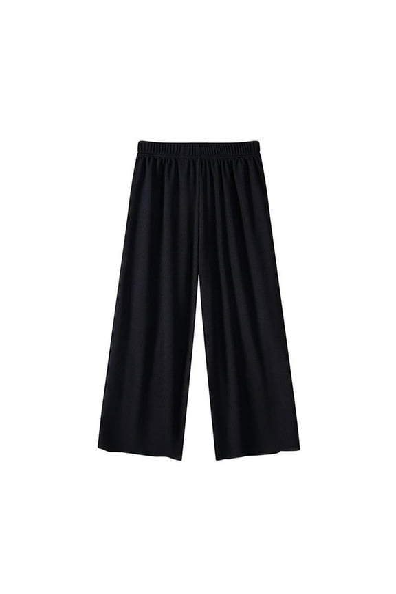 Girls Wide Leg Pants Elastic High Loose Solid Pants Ice Silk Thin Pant Outdoor Spring Fall Leisure Trouser under 5 Black,160