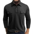 thumbnail image 1 of BXINGOHAI Henley Long Sleeve Shirts for Men Thermal Fashion Casual Tee Shirt Three Button Pullover with Pocket Black L, 1 of 6