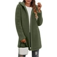 thumbnail image 1 of BXINGOHAI Hooded Cardigan for Women, Oversized Sweatshirt Fuzzy Fleece Blanket Hoodie Jacket Army Green M, 1 of 7