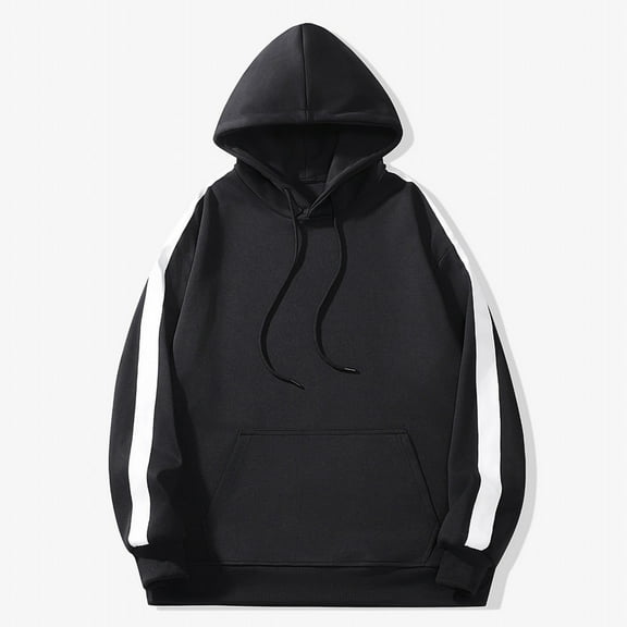 BXINGOHAI Hoodies Sweatshirt for Men Patchwork Sweatshirts Drawstring Long Sleeve Pullover Tops Athletic Jogging Shirts With Pockets Black,XXL