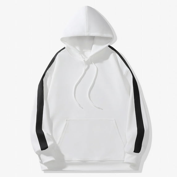 BXINGOHAI Hoodies Sweatshirt for Men Patchwork Sweatshirts Drawstring Long Sleeve Pullover Tops Athletic Jogging Shirts With Pockets Today Sales White,XL