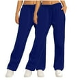thumbnail image 1 of BXINGOHAI Joggers Pants for Women 2 Pack Fleece Sweatpants Drawstring Lightweight Elastic Waist Sweatpant Lounge Pants Loose Fit Solid Pajama Pants Today Deals Navy,S, 1 of 6