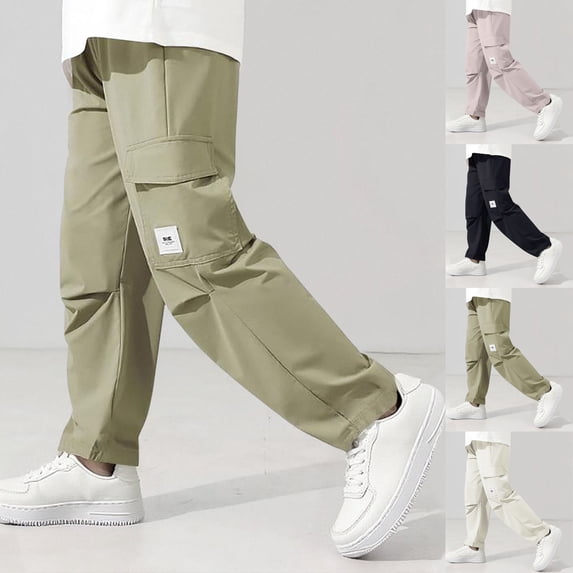 BXINGOHAI Kid Boys Fall Cargo Pants Elastic Waist with Pockets Lounge Joggers Trousers for Girl Green 6-7Years