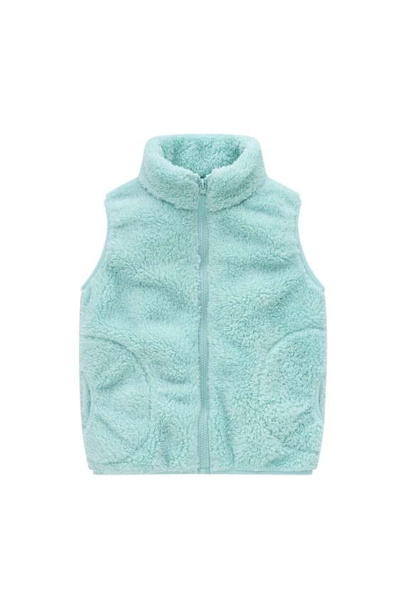 Kid's Vest Coat Toddler Baby Boys Girls Solid Color Coats Plush Cute Winter Thick Jackets Casual Keep Warm Singlet Jacket Mint Green,2-3 Years