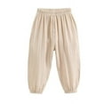 thumbnail image 1 of BXINGOHAI Kids Cotton Bloomers Trousers Unisex Boys Girls Harem Pants Elastic Basic Loose Long Baggy Pants Toddler Clothes Beige,1-2 Years, 1 of 5