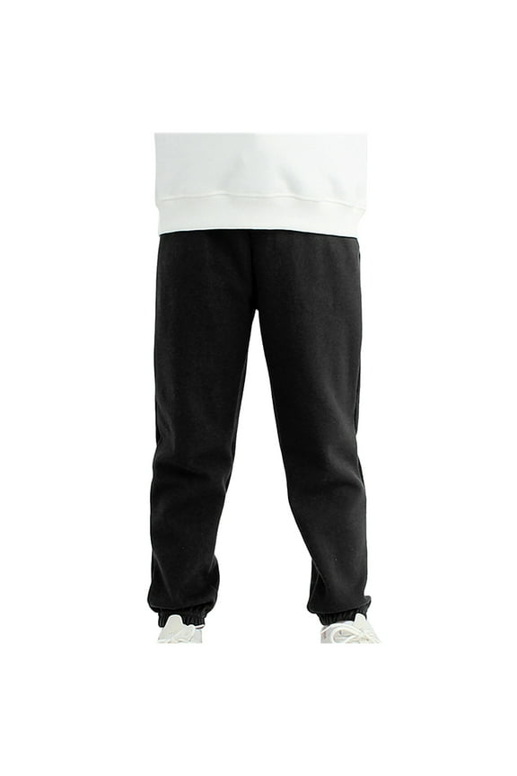 Kids Cotton Sweatpants for Boys Girls Solid Color Jogger Sweatpant With Pockets Fall Winter Warm Trousers Today Black,5 Years