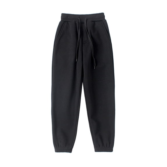 BXINGOHAI Kids Soft Fleece Lined Sweatpants Fashion Solid Jogger Pants Drawstring Elastic Waist Athletic Pants Fall Winter Thermal Sweatpant Black,4 Years