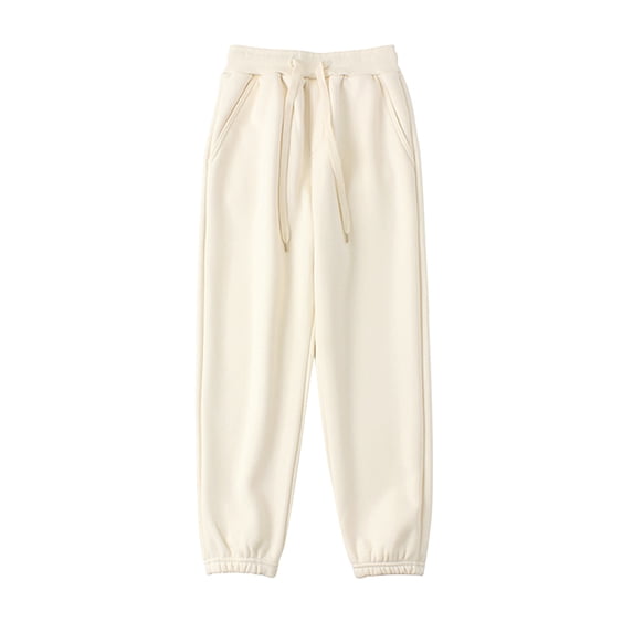 BXINGOHAI Kids Soft Fleece Lined Sweatpants Fashion Solid Jogger Pants Drawstring Elastic Waist Athletic Pants Fall Winter Thermal Sweatpant Beige,5 Years
