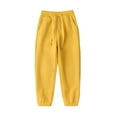 thumbnail image 1 of BXINGOHAI Kids Soft Fleece Lined Sweatpants Fashion Solid Jogger Pants Drawstring Elastic Waist Athletic Pants Fall Winter Thermal Sweatpant Today Yellow,6 Years, 1 of 5